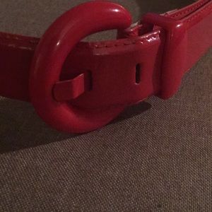 Red PU Patent w/leather Belt